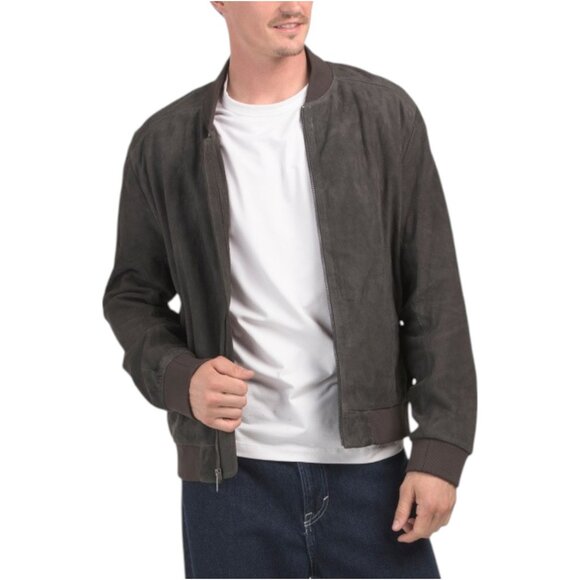 COLE HAAN Suede Bomber Jacket - Picture 1 of 2